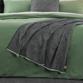 Coperta in cotone italiano con motivo geometrico di Garfagnana e lacci vegani (taglia Twin)